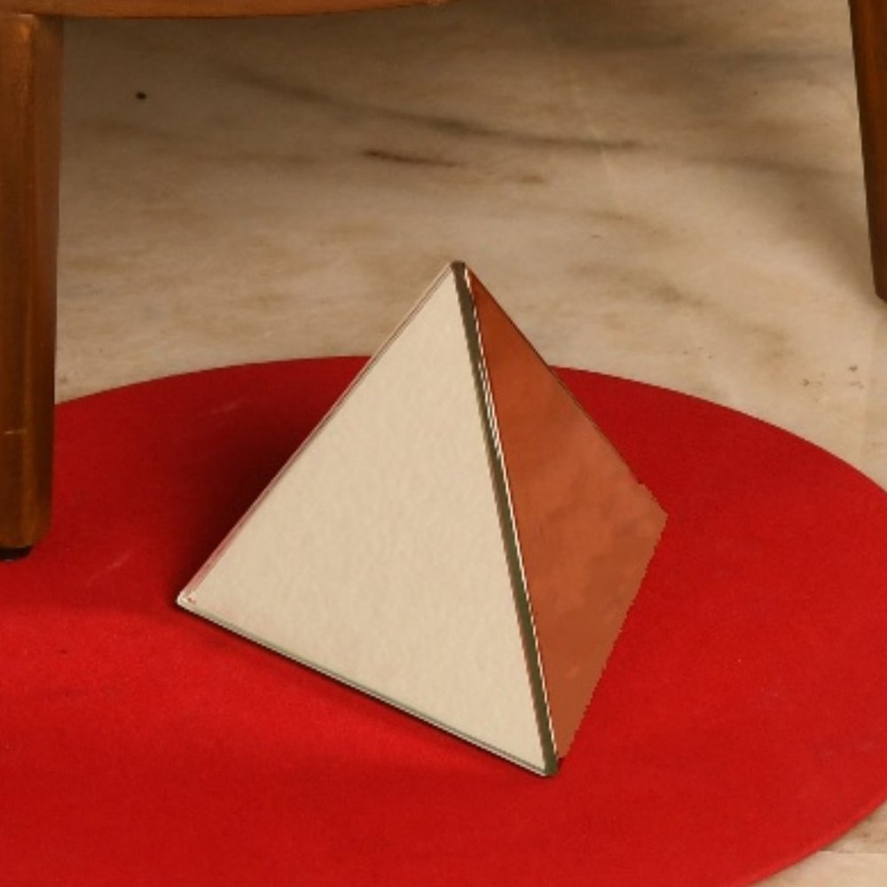 Pyramid Table Mirror Ornament in Rose Gold Finish - Picture 1 of 5